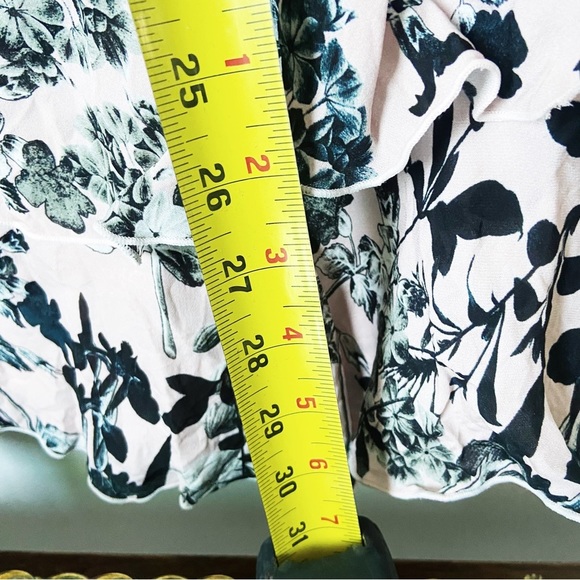 Parker silk light pink & black floral print tiered dress 4 - Picture 7 of 8